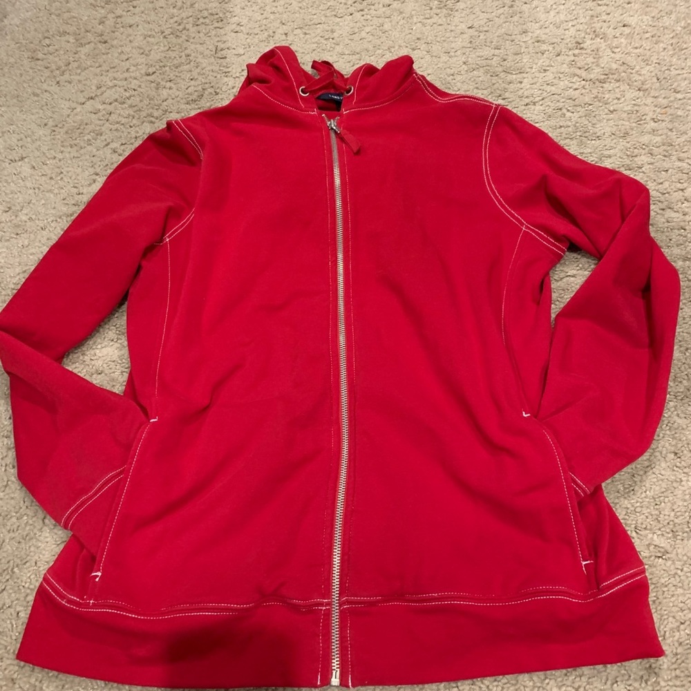 Lands End Red Size S Zip-up Hooded Jacket